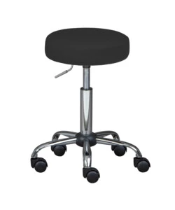SGABELLO PU NERO GIREVOLE CON RUOTE, 33X33X50-66 CM